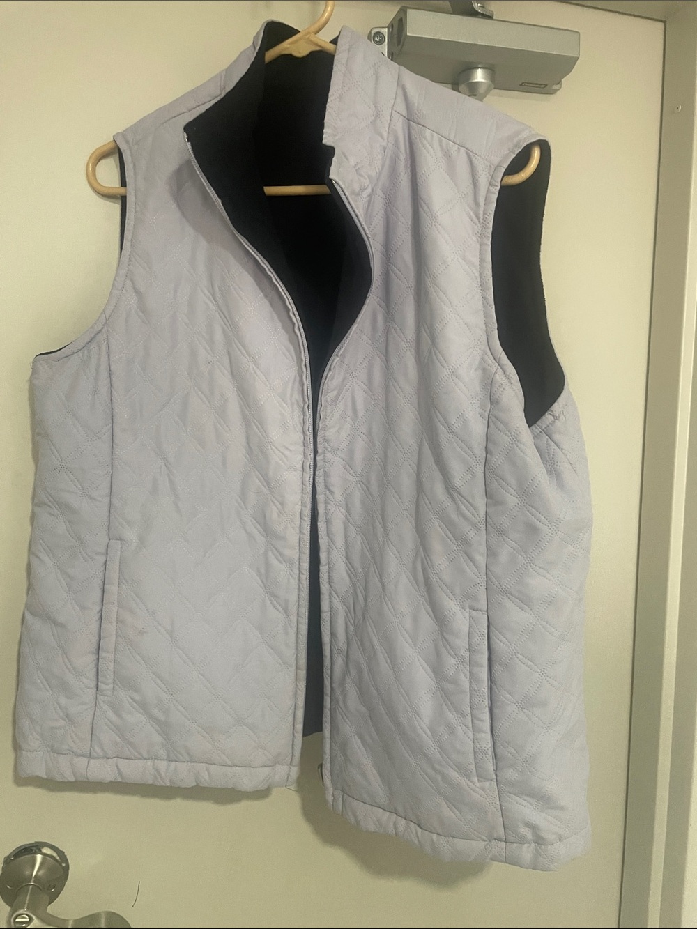 Women's Quilted Reversible Vest in Light Lavender